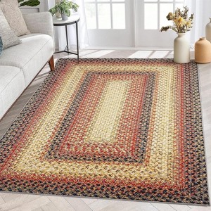 Entryway Rug Small Throw Rug Machine Washable Floor Cover Braided Printed Area Rug Indoor Non Slip Farmhouse Rug Boho Accent Rug - 1 of 4