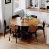 Luck Live Farmhouse 59" Round Dining Table, Wood Veneer Starburst Top, Contemporary Pedestal Base Dining Room Table - 3 of 4