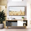 Tangkula TV Stand Table w/ Storages for 65" TVs Entertainment Console Center Mid Century Adjustable Shelf - 2 of 4