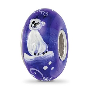 Black Bow Jewelry Fenton Sterling Silver Hand Painted Little Nora Glass Bead Charm - 1 of 4