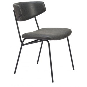 Dining Chair 30.3"H Vintage Black – Faux Leather Upholstery with Black Steel Frame by Zuo Modern - 1 of 4