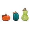 Transpac Bright Glass Pumpkins Set of 3 Decorative Objects Pumpkin Figurines in Multicolored Glass Fall Harvest Tabletop Decor Indoor Use Gift Giving - 3 of 4