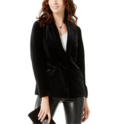 I.N.C International Concepts Womens Velvet One Button Blazer Jacket, Black, Small