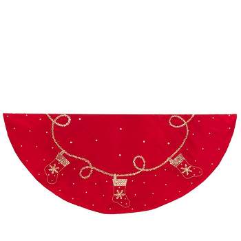 Kurt Adler 60-Inch Red and Gold Sequin Embroidered Tree Skirt