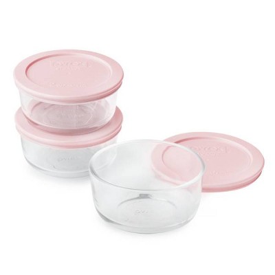 Pyrex 2cup 6pc Round Food Storage Container Set Pink