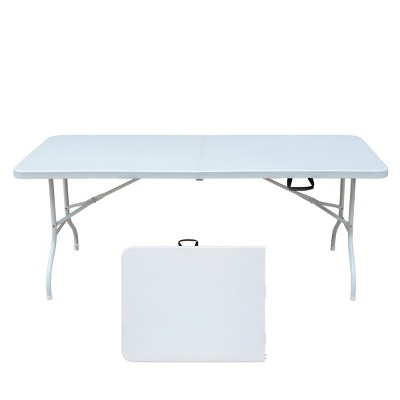 Syemin Folding Tables 6ft Portable Plastic Table, High Load Bearing Foldable Table, Indoor Outdoor Camping Fishing Table , White, 71"*29"*29"