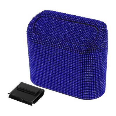 Unique Bargains Car Trash Can Rhinestones Hanging Car Door ABS Trash Bin Blue Black 1 Pcs