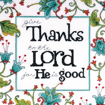 Design Works Counted Cross Stitch Kit 10"X10"-Heartfelt Give Thanks (14 Count)