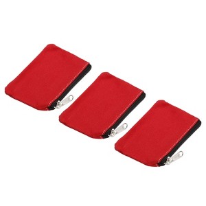 Unique Bargains Canvas Portable Change Coin Purse Pouch with Zipper 3 Pcs - 1 of 4