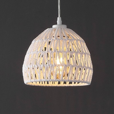 White Woven Rope and Iron LED Pendant Light