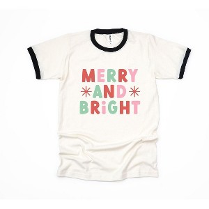 Simply Sage Market Women's Retro Merry and Bright Stars Short Sleeve Ringer Tee - 1 of 4