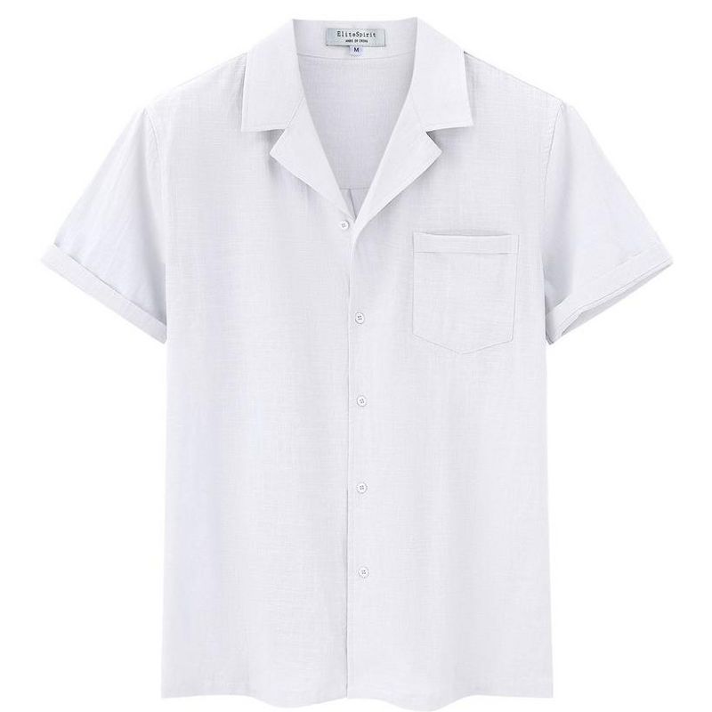 Men's Linen Shirts Short Sleeve Casual Button Down Shirts Lightweight Summer Beach Shirt with Pocket, 1 of 8