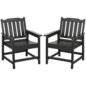 Outsunny All-Weather Patio Chair, HDPE Patio Dining Chair, Heavy Duty Wood-Like Outdoor Furniture - 1 of 4