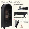 KIGFTSOD Tall Arched Kitchen Pantry Cabinet w/2 Large Drawers, Modern Farmhouse Storage w/Adjustable Shelves, Glass Door, Wood Cupboard - 3 of 4