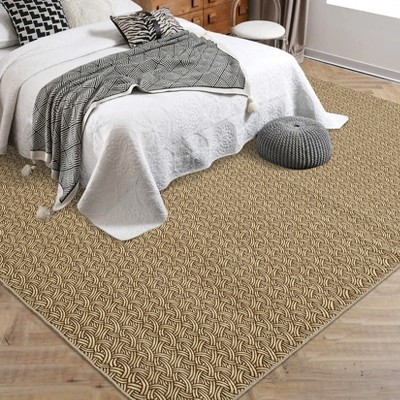 Garvee Washable Braided Print Area Rug - Non-Slip Backing, Low Pile Ultra-Thin Carpet for Living Room, Bedroom, and Dining Room