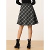 Women's Vintage Plaid A-Line Skirt - Tartan Knee Length Skirt with Elastic Waist Dark Grey - 4 of 4