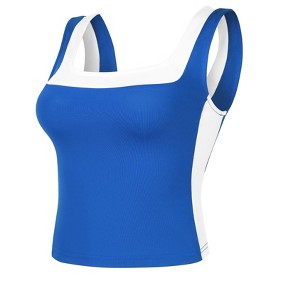 INSPIRE CHIC Women's Sleeveless Square Neck Crop Color Block Sports Summer Tank Top - 1 of 4