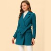 INSPIRE CHIC Women's Notch Lapel Double Breasted Belted Mid Long Outwear Winter Coat - 3 of 4