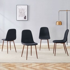 CAVINAS Set of 4 Modern Linen-Cotton Dining Chairs, Kitchen Side Chair with Gold Metal Legs - 1 of 4