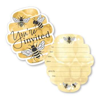 Big Dot of Happiness Little Bumblebee - Shaped Fill-In Invitations - Bee Baby Shower or Birthday Party Invitation Cards with Envelopes - Set of 12