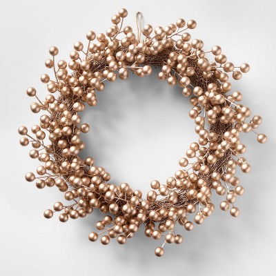 22in Unlit Gold Berry Glitter Artificial Wreath - Wondershop™