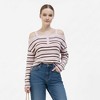 Cherie Code Women’s Ribbed Top – Stripe Pattern, Cold Shoulder, Button Placket - 4 of 4