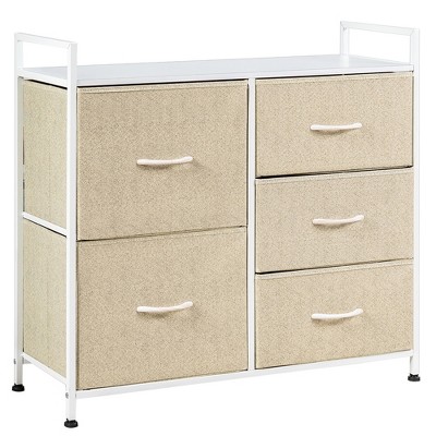 Costway 5 Drawers Dresser Storage Unit Side Table Display Organizer Dorm Room Beige