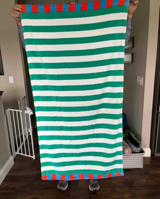 Striped Beach Towel Green/white - Sun Squad™ : Target