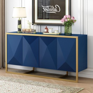 Modern Sideboard,Living Room Storage Console Table With Mahogany Veneer And Metal Legs,Kitchen Cabinets Console Table-Cuddlewood - 1 of 4