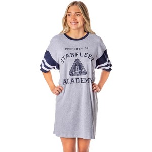 Star Trek Womens' Property Of Starfleet Academy Nightgown Pajama Shirt Grey - 1 of 4