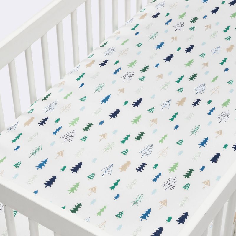 Crib Fitted Sheet Trees - Cloud Island&#8482; - Blue, 3 of 6
