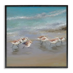Stupell Industries Coastal Sandpipers Beach Waves Shore Framed Giclee Art - 1 of 4