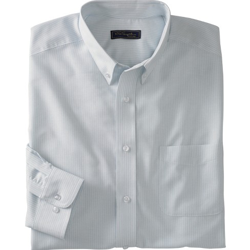 Tall 17 1/2 KingSize KS Signature Mens Big & Tall Wrinkle-Resistant Short-Sleeve Oxford Dress Shirt Classic Blue Pinstripe 