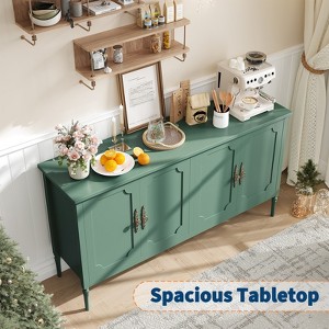 59'' Buffet Sideboard Cabinet with Adjustable Shelves – Vintage Coffee Bar Storage Cabinet with 4 Doors - 1 of 4
