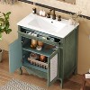 Christopher Knight Home Rein 30" Antique Bathroom Vanity with Ceramic Sink and Tip-Out Tray, Antique Green/White - 2 of 4
