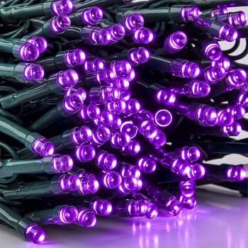Joiedomi 300 Purple LED Green Wire String Lights, 8 Modes