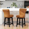 Dyonery Solid Wood Swivel Counter Upholstered Bar Stool 26.8" Height Set of 2 Barstools with Back & Arms for Kitchen Island,Home Bar - 3 of 4