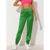 INSPIRE CHIC Women's Satin Drawstring Elastic High Waist Shiny Silky Cargo Pants - 2 of 4