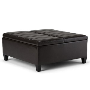Tyler Coffee Table Storage Ottoman Tanners Brown Faux Leather - Wyndenhall