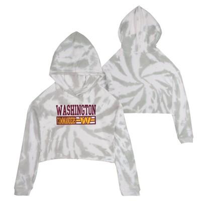 Nfl Washington Commanders Girls' Gray Tie-dye Crop Hooded Sweatshirt :  Target