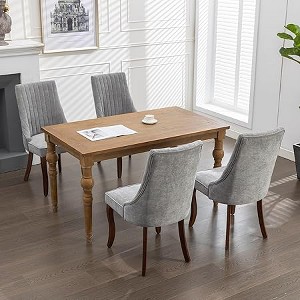 Velvet Dining Chairs Set of 2,  Tall Back Upholstered Side Chairs with Curved Wood Legs, Accent Chairs for Kitchen, - 1 of 4