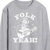 Men's - Instant Message - Guitar Skeleton Folk Yeah Long Sleeve Graphic T-Shirt - 2 of 4