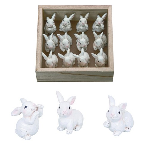 Transpac Resin 5.5 in. White Easter Sculpted Bunny Figurines in Crate Set of 12 - image 1 of 4