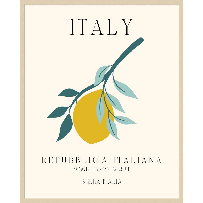 33&#34;x41&#34; Italy Travel Poster Bella Italia by Chayan Lewis Wood Framed Wall Art Print Brown - Amanti Art, 1 of 11