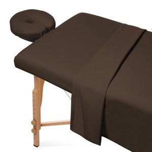 Saloniture 3-Piece Flannel Massage Table Sheet Set - Soft Cotton Flat and Fitted Sheets with Face Cradle Cover - 1 of 3