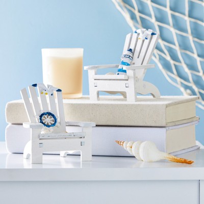 Set of 4 White Mini Nautical Wooden Beach Chairs