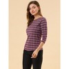Allegra K Women's Work Office 3/4 Sleeve Boat Neck Houndstooth Printed Blouse - 4 of 4