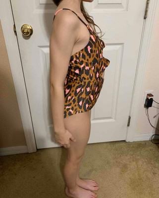 Girls' Leopard Print Knotted One Piece Swimsuit - Art Class™ Black