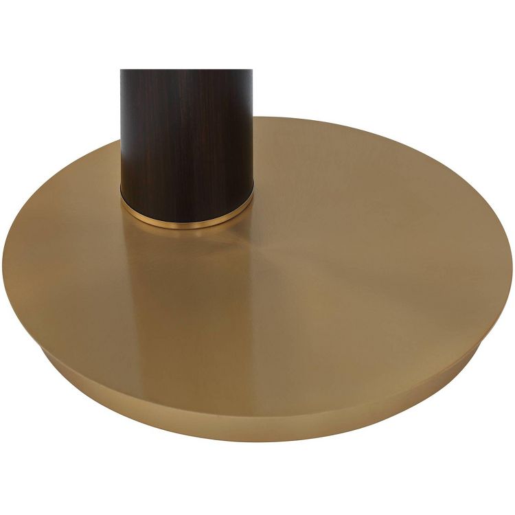 Possini Euro Design Mid Century Modern Arc Floor Lamp 72 1/2" Tall Espresso Warm Gold Metal White Linen Drum Shade for Living Room, 5 of 9