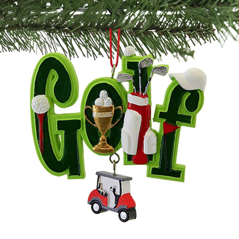 Kurt S. Adler 3.25 In Golf Ornament Cart Tee Clubs Bag Tree Ornaments, 2 of 4
